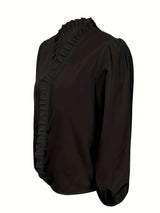 Plus Size Women's Ruffled Casual Long-sleeved Shirt