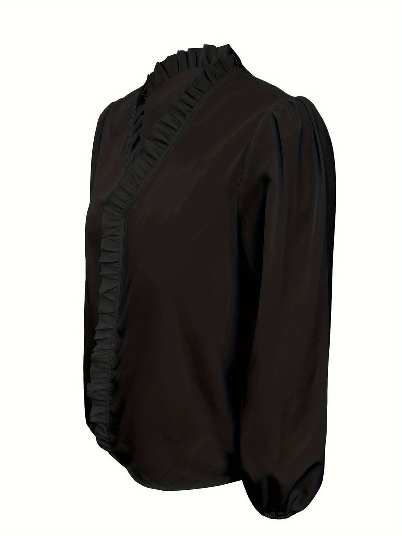 Plus Size Women's Ruffled Casual Long-sleeved Shirt