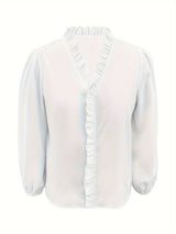 Plus Size Women's Ruffled Casual Long-sleeved Shirt