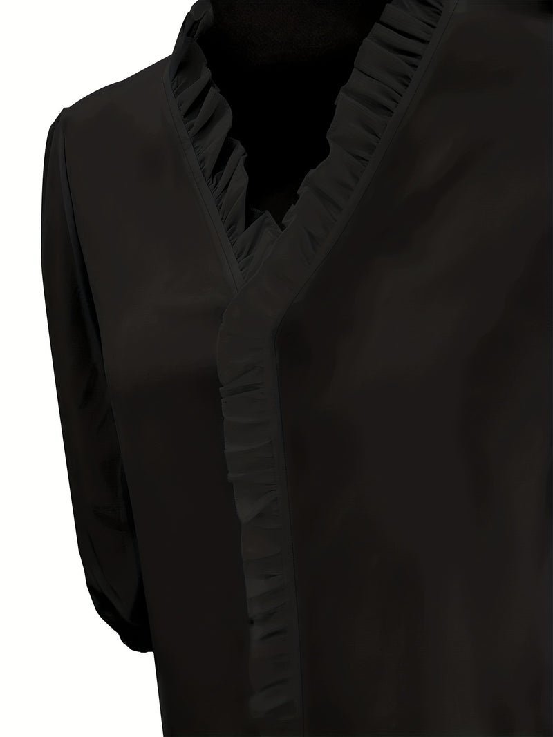 Plus Size Women's Ruffled Casual Long-sleeved Shirt