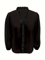 Plus Size Women's Ruffled Casual Long-sleeved Shirt